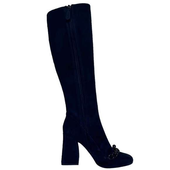Tory Burch Boots Addison 95 MM Lancaster Suede Royal Navy Blue Size 9 M Medium - Picture 7 of 17